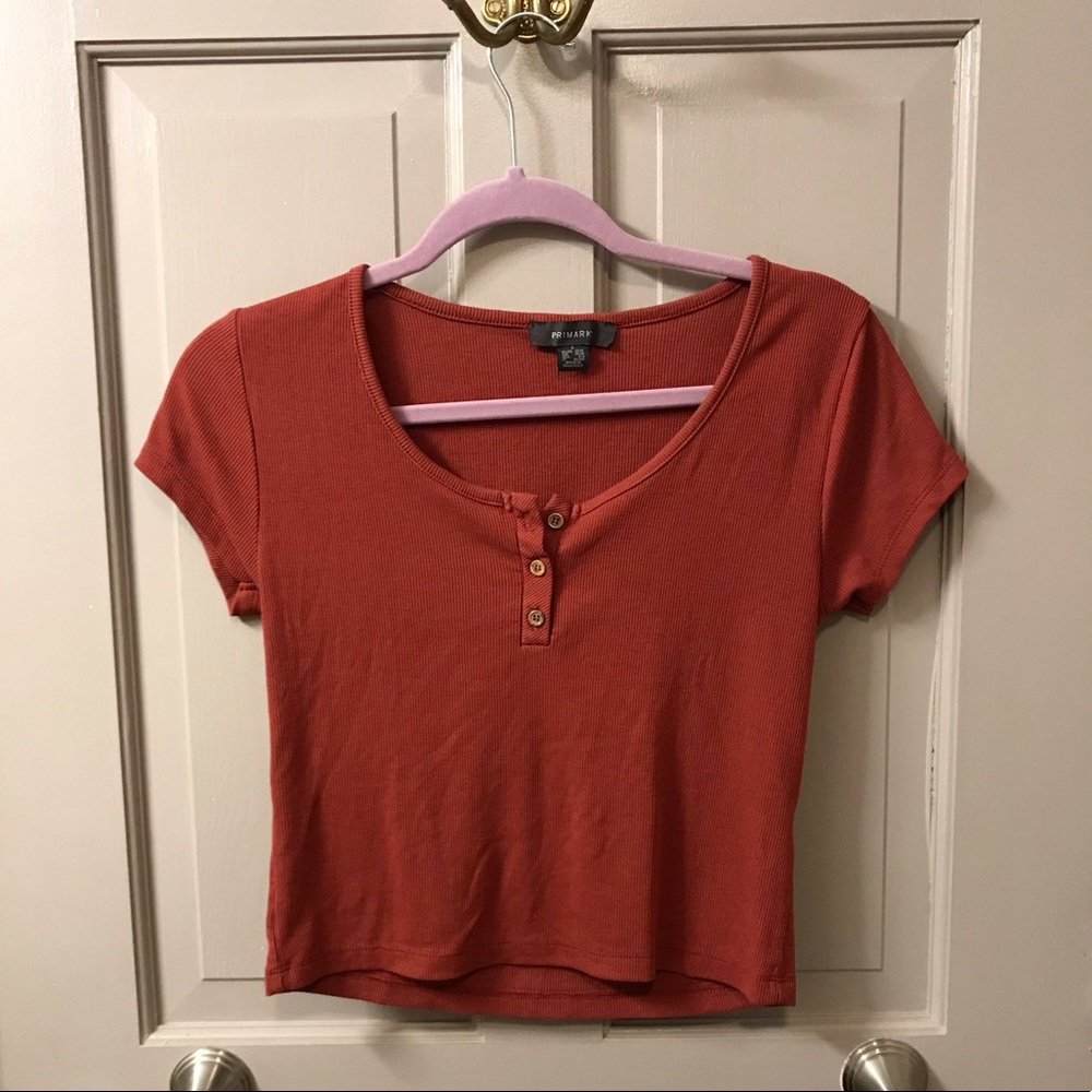 Burnt Orange Button Crop Top